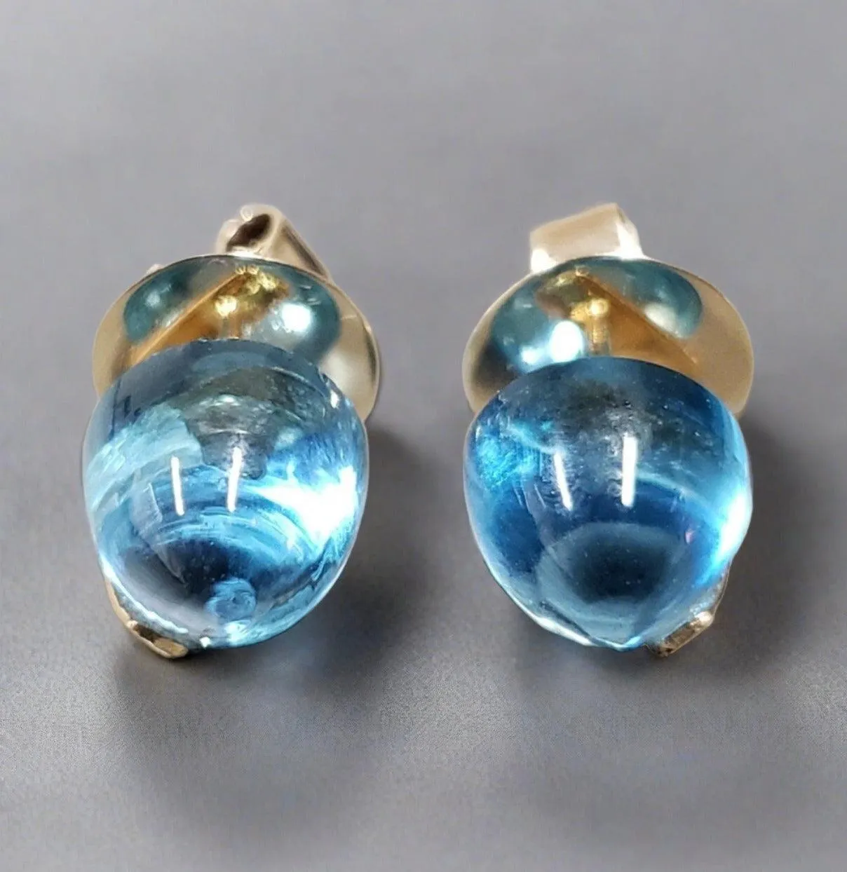 14k Gold Swiss Blue Topaz Birthstone Studs