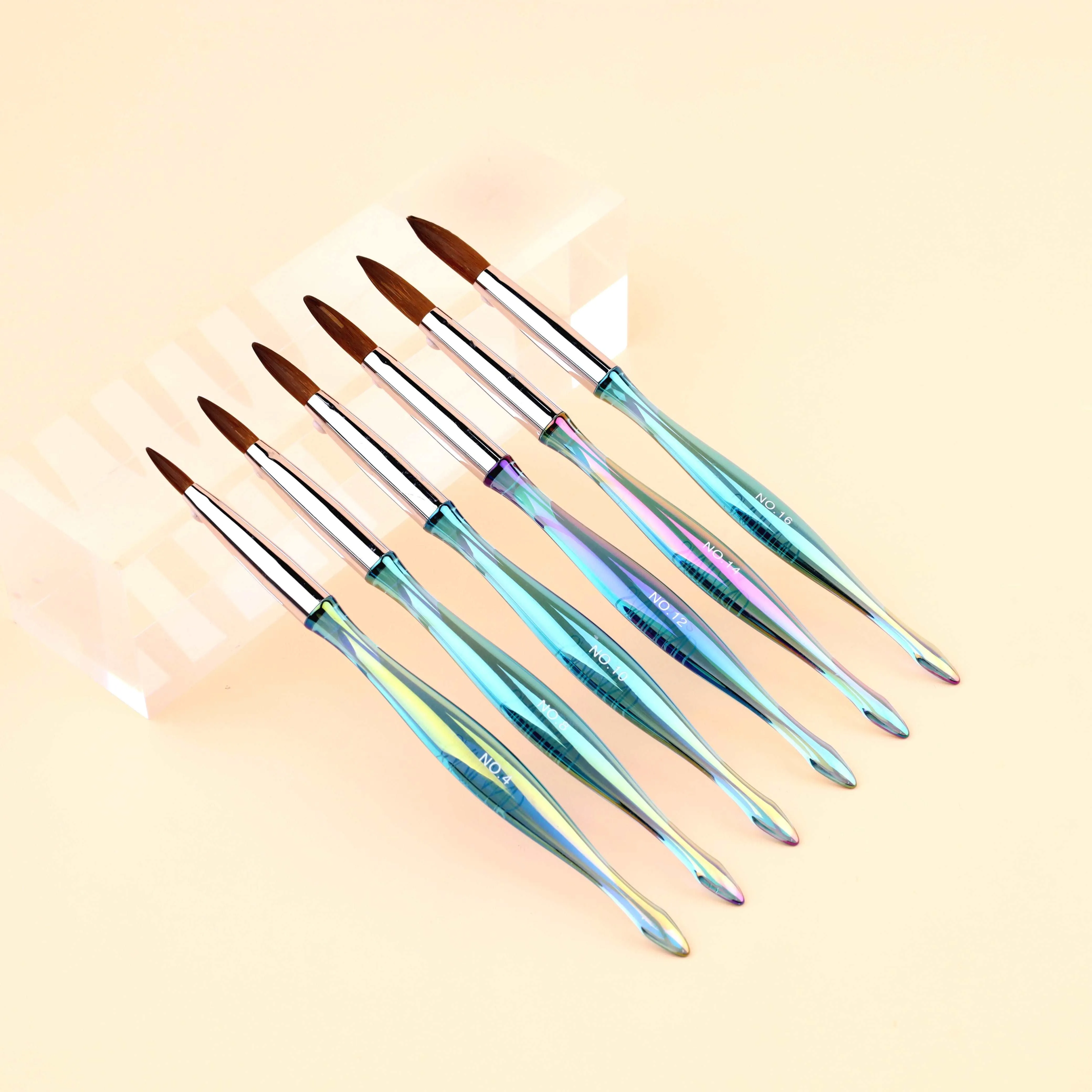 6Pcs Acrylic Nail Brush Set - Size 4/8/10/12/14/16