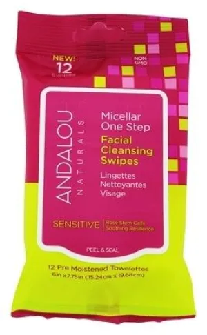 Andalou Sensitive Micellar Facial Swipes, 12 Pack