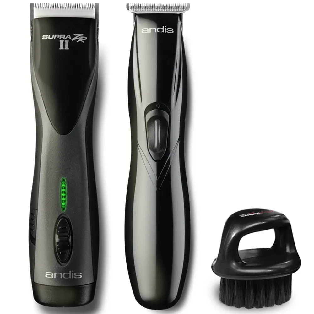 Andis Supra ZR II Cordless CeramicEdge Blade Clipper   Slimline Pro T-Blade Trimmer Kit #32475