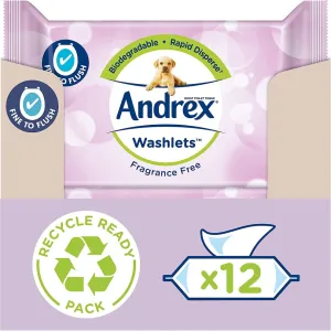 Andrex Biodegradable Fine to Flush Fragrance Free Washlets 36's