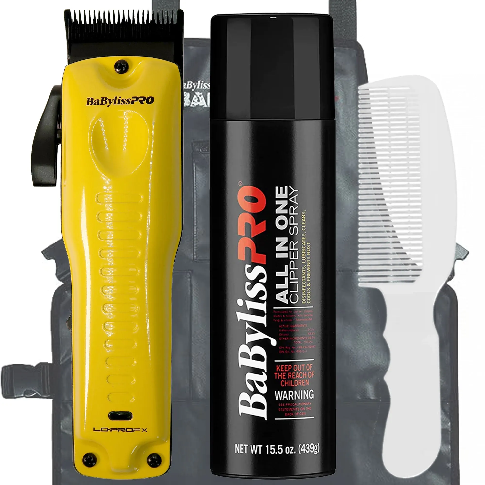 BaByliss Pro Limited Edition LO-PROFX Cordless Clipper (Andy Authentic) Yellow #FX825YI Barber Accessory Bundle