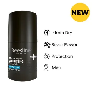 Beesline - Whitening Roll-on Deo Super Dry, Silver Power - Ocean Fresh