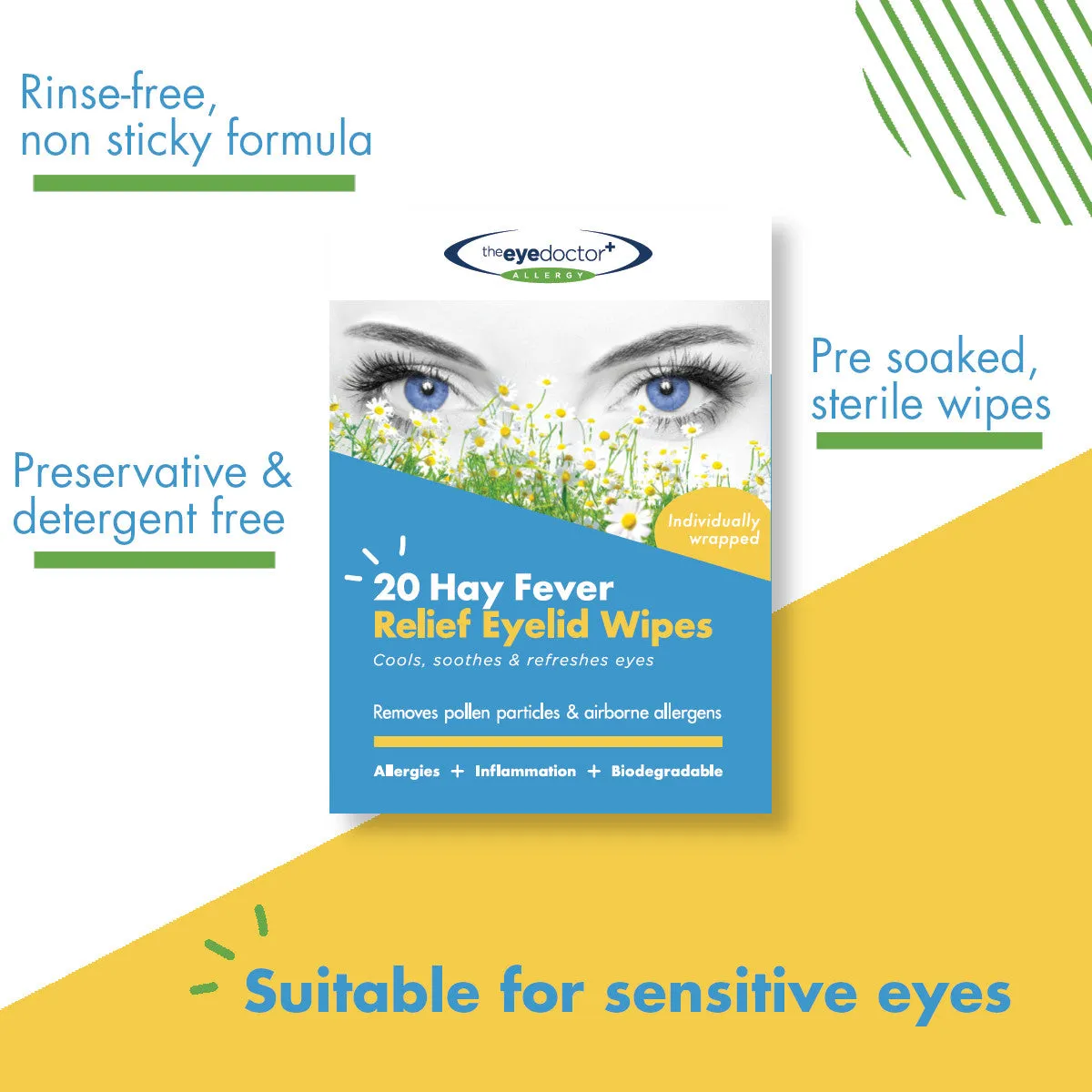 Biodegradable Hay Fever Relief Eyelid Wipes