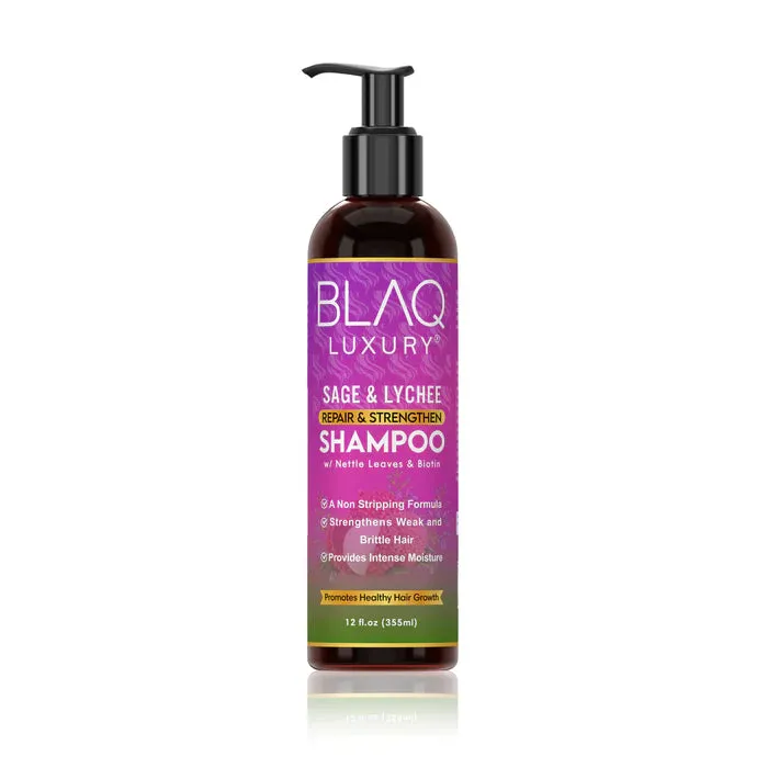 BLAQ LUXURY SAGE & LYCHEE REPAIR & STRENGTHEN SHAMPOO 12 OZ