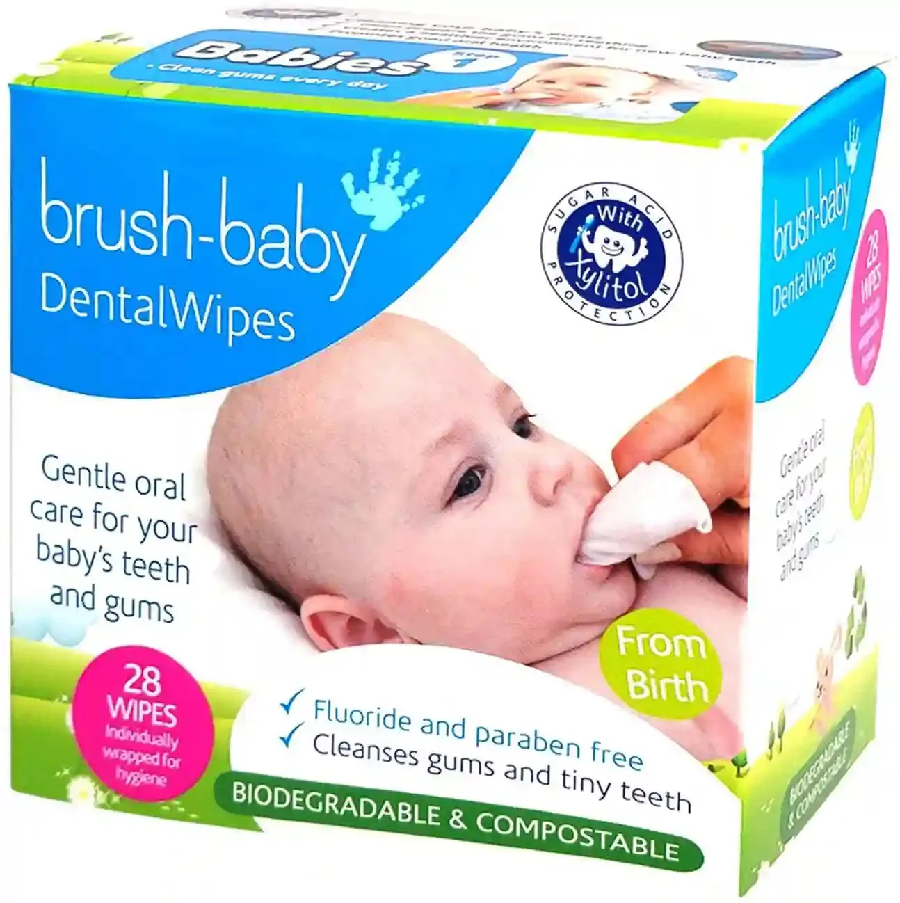 Brush Baby Dental Wipes Biodegradable 28 Wipes