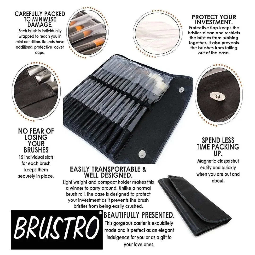 Brustro Artists’ Mixed Hair Brush Set of 15 in PU Bag