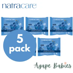 [Bundle Of 5] Natracare Pure Organic Cotton Intimate Wipes Organic Rose, Calendula & Chamomile (12pcs x 5)