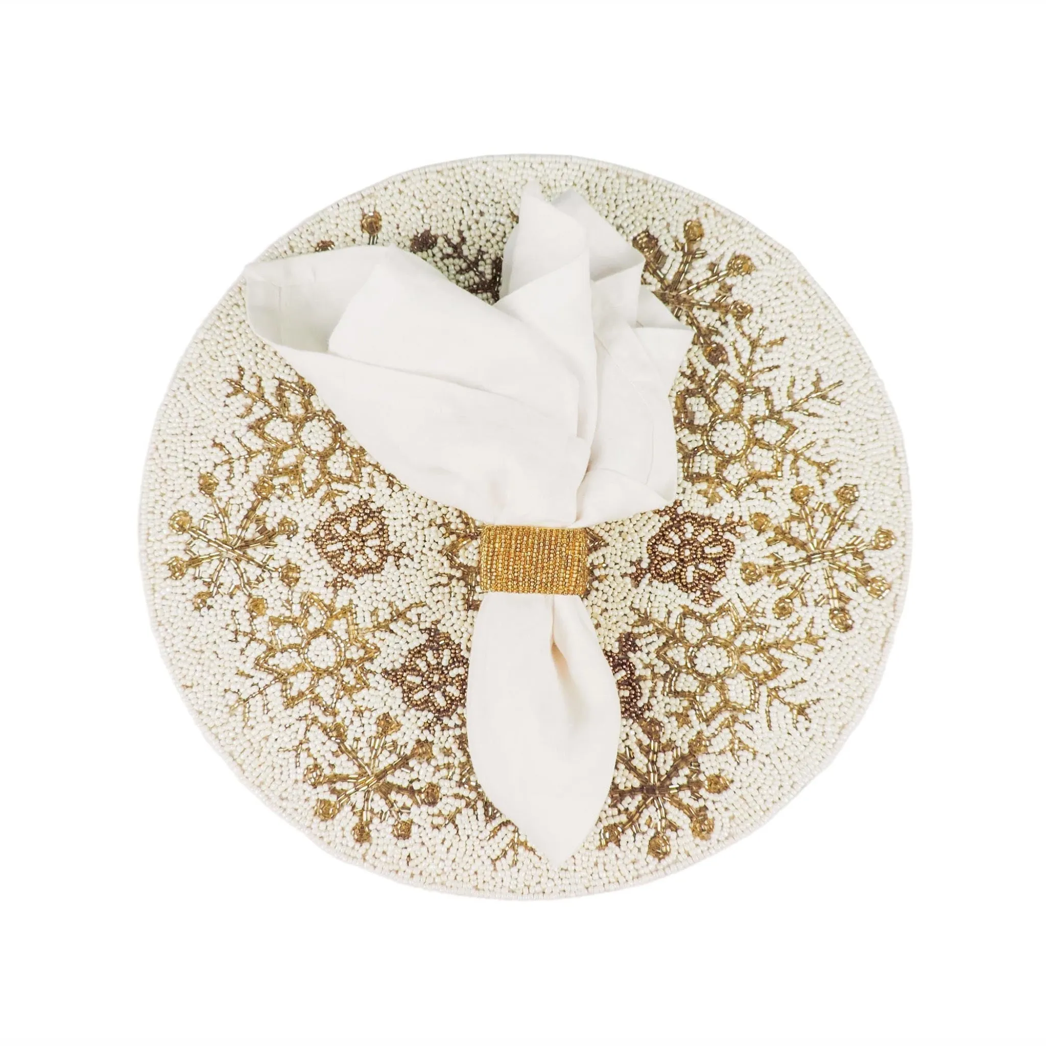 Chill-Out Beaded Placemat in Cream & Gold, Set of 2