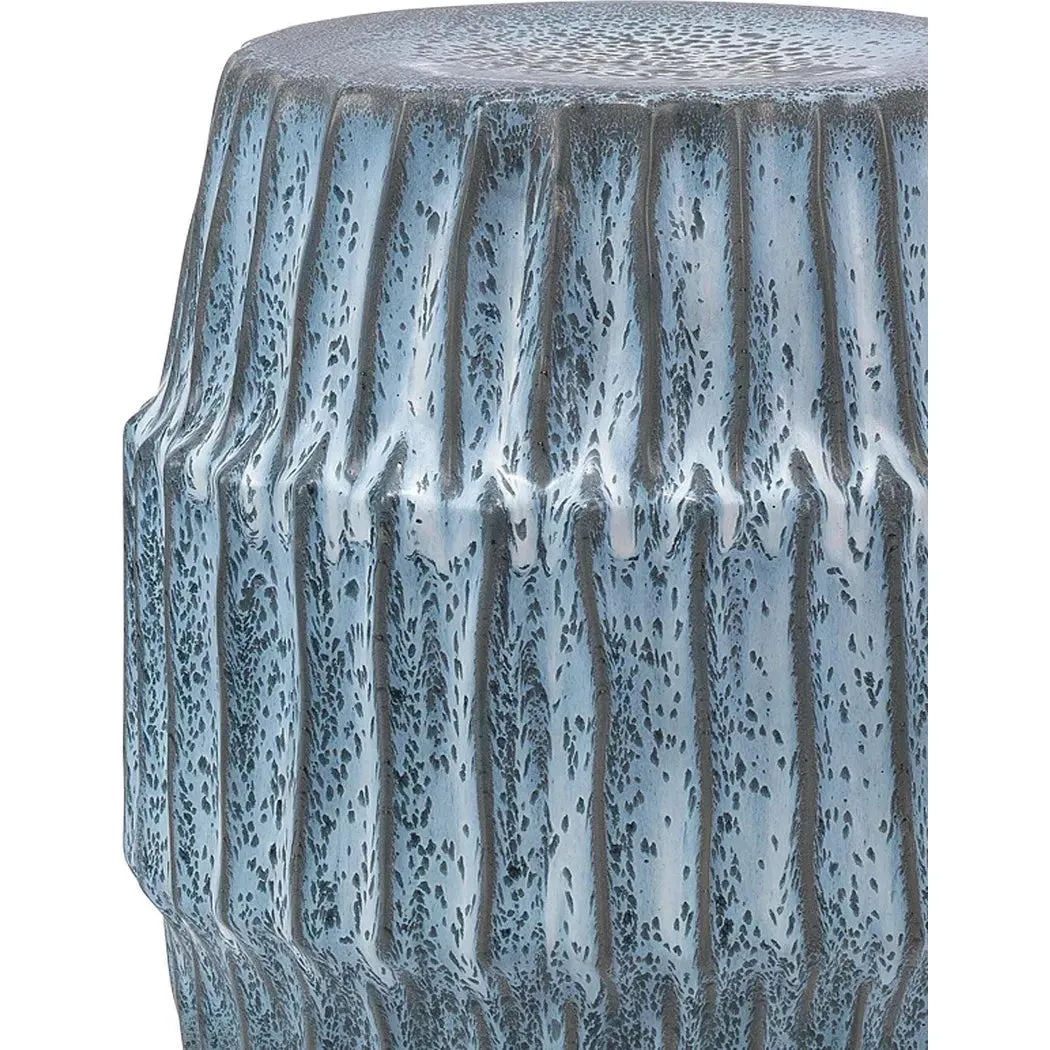 Coastal Style Blue Ceramic Modern Side Table