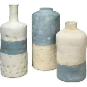 Coastal Style Blue Ceramic Sedona Vessels (Set of 3)