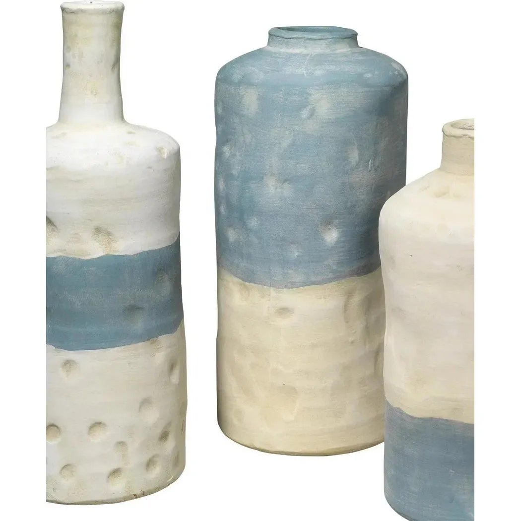 Coastal Style Blue Ceramic Sedona Vessels (Set of 3)