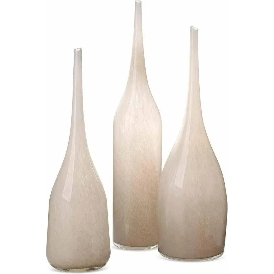 Coastal Style Grey Glass Pixie Vases (Set of 3)