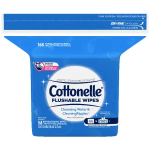 Cottonelle Flushable Wipes, Alcohol-Free, 168 Count