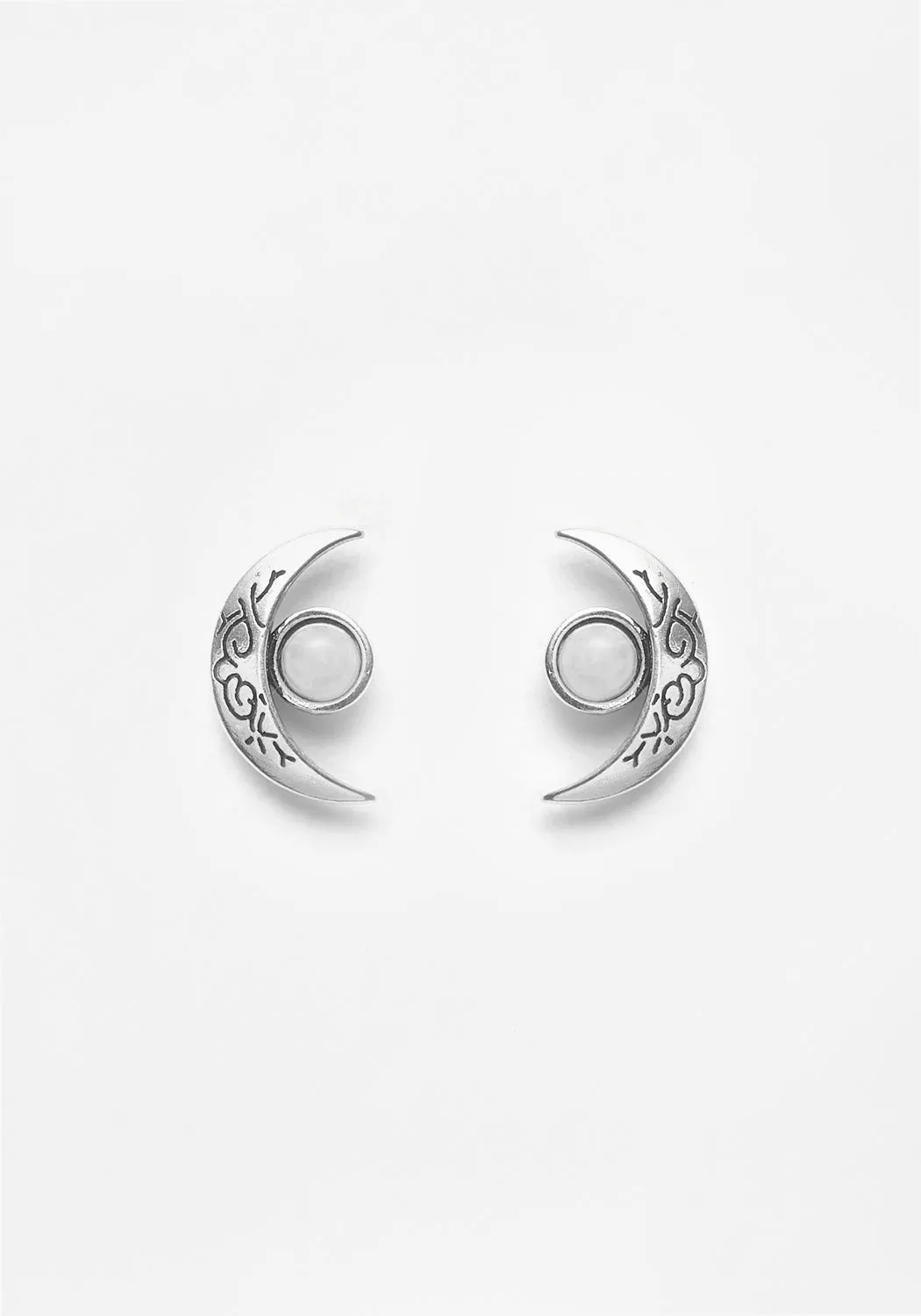 CRESCENT MOONSTONE STUDS