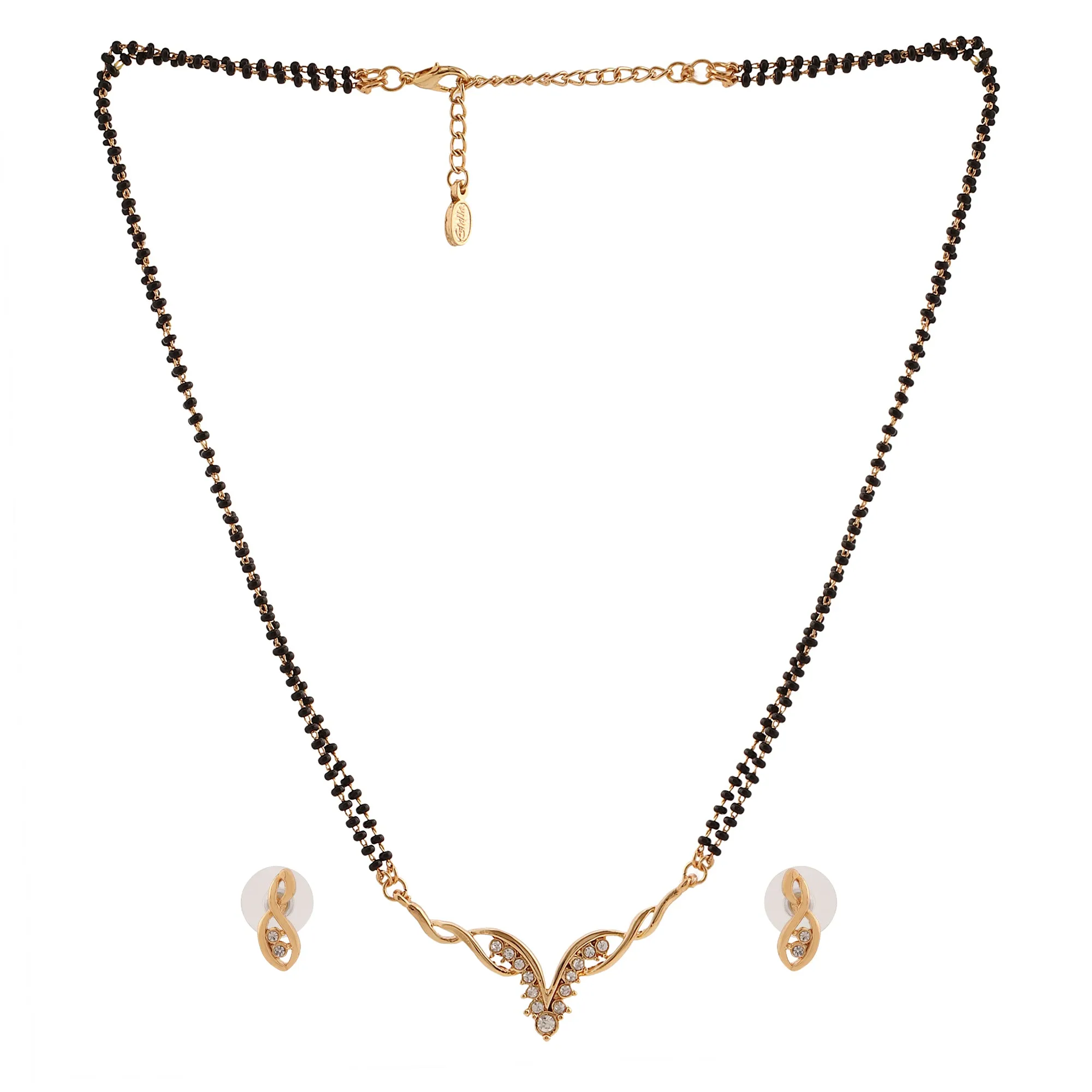 Estele 24 Kt Gold Plated Valley Mangalsutra Necklace Set