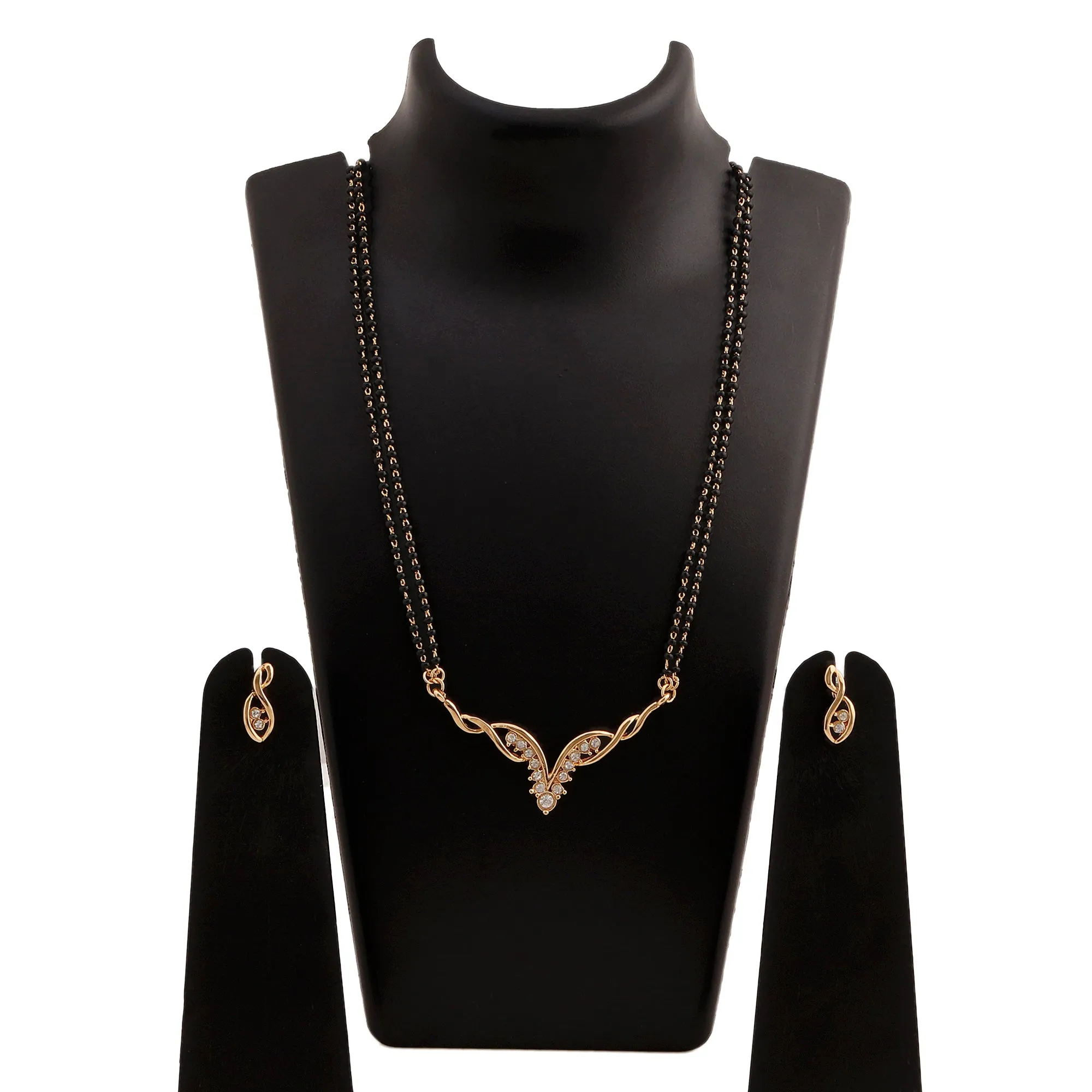 Estele 24 Kt Gold Plated Valley Mangalsutra Necklace Set