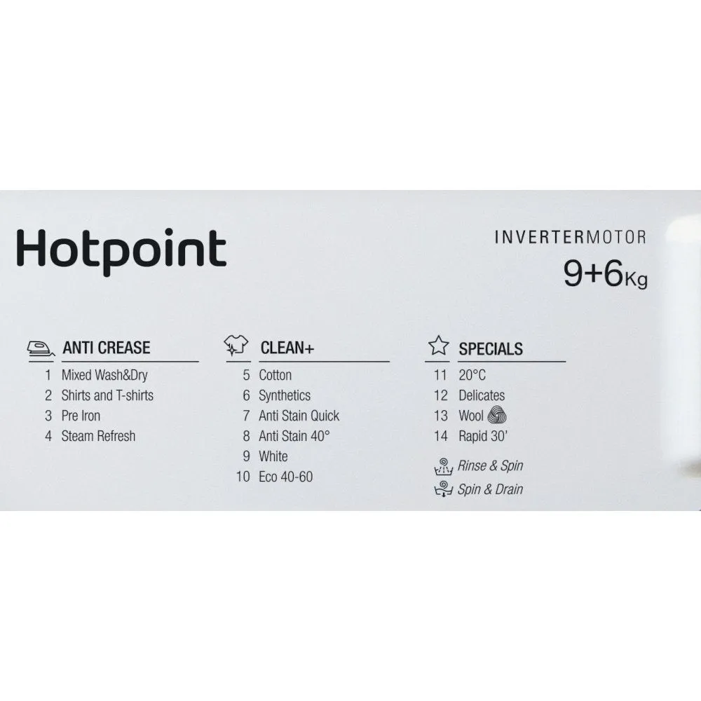 Hotpoint BIWDHG961485UK Integrated 9Kg / 6Kg Washer Dryer with 1400 rpm - White