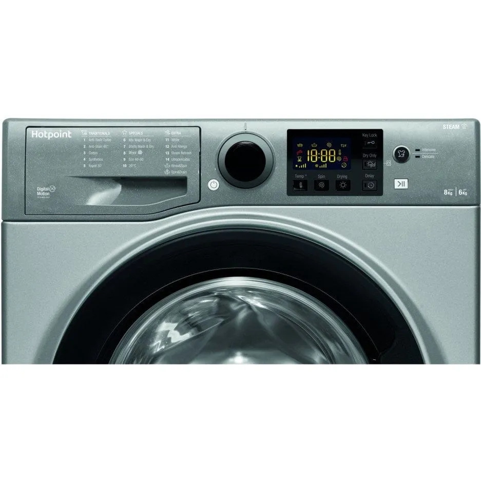 Hotpoint RDG8643GKUKN Futura 8kg Wash 6kg Dry 1400rpm Freestanding Washer Dryer Graphite