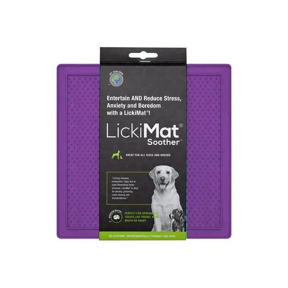 LickiMat Soother Slow Feeder Mat for Dogs Purple