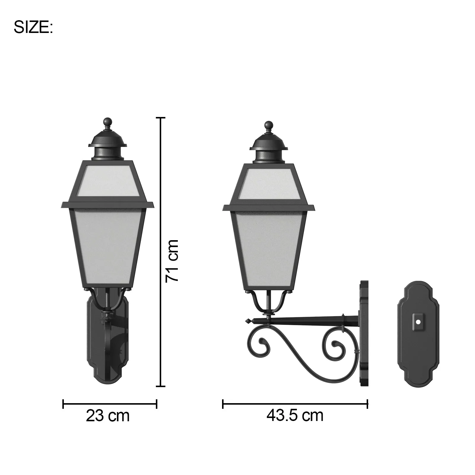 Navarra Aluminium Outdoor Exterior Wall Light with Milky Glass Matt Black E27 IP44