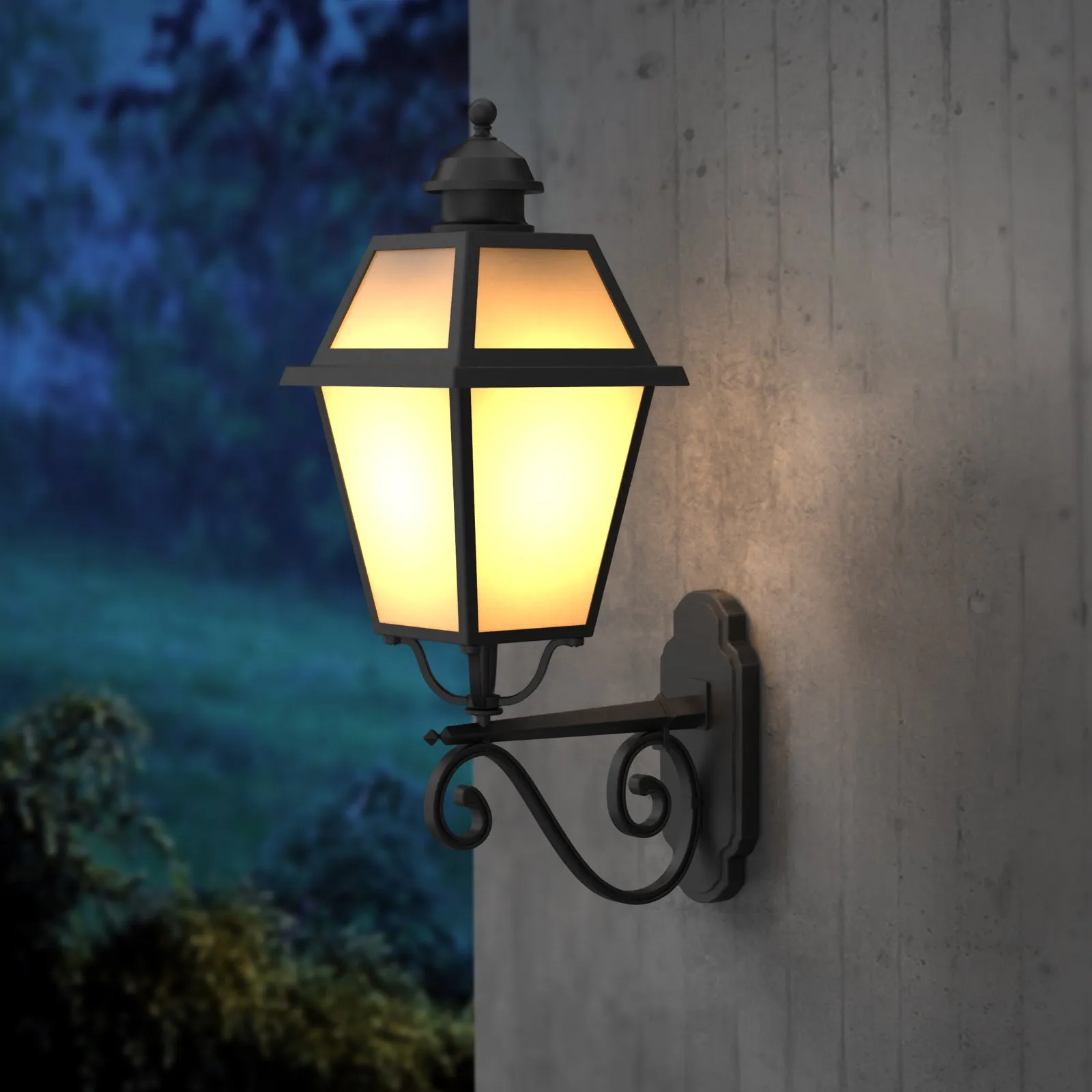 Navarra Aluminium Outdoor Exterior Wall Light with Milky Glass Matt Black E27 IP44