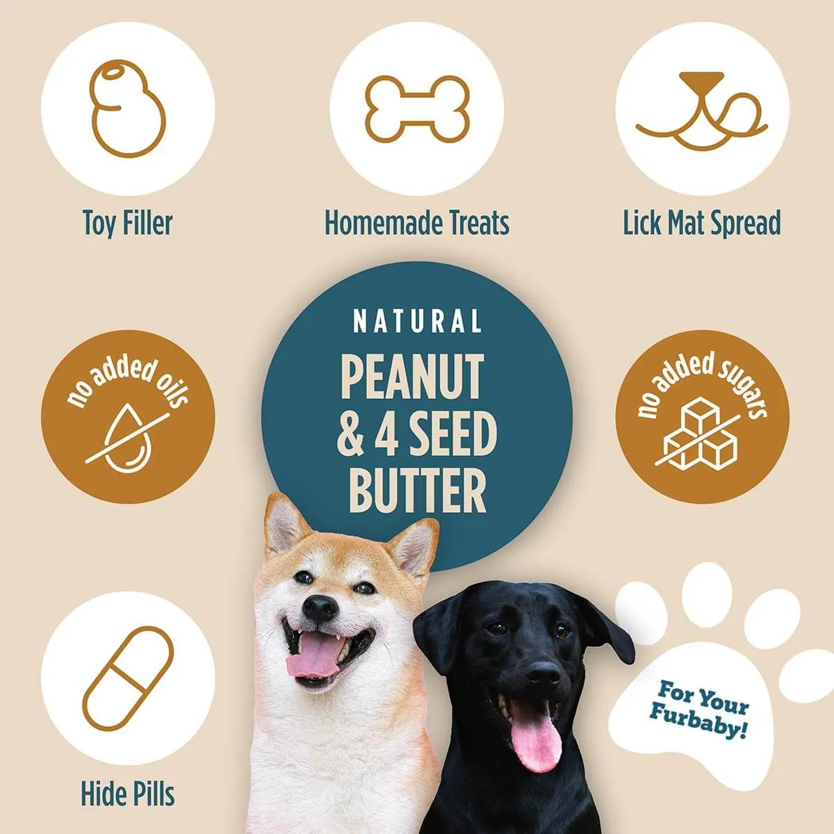 Peanut   4 Seed Butter plus Turmeric - For your Fur Baby (12oz)