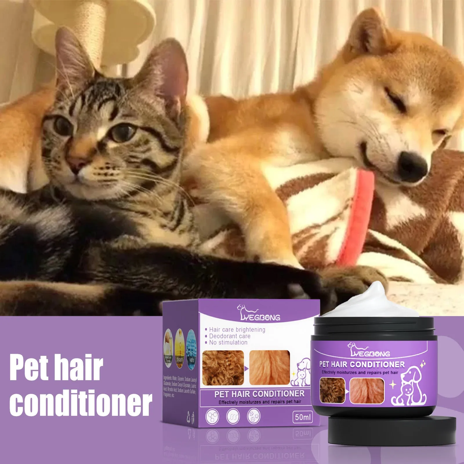 Pet Hair Cleaning Care Fluffy, Soft And Unknotted Pet Hair Cream