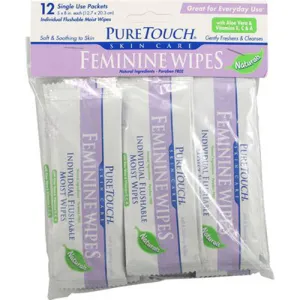 PURE TOUSH - Feminine Wipes Flushable - 12 Wipes