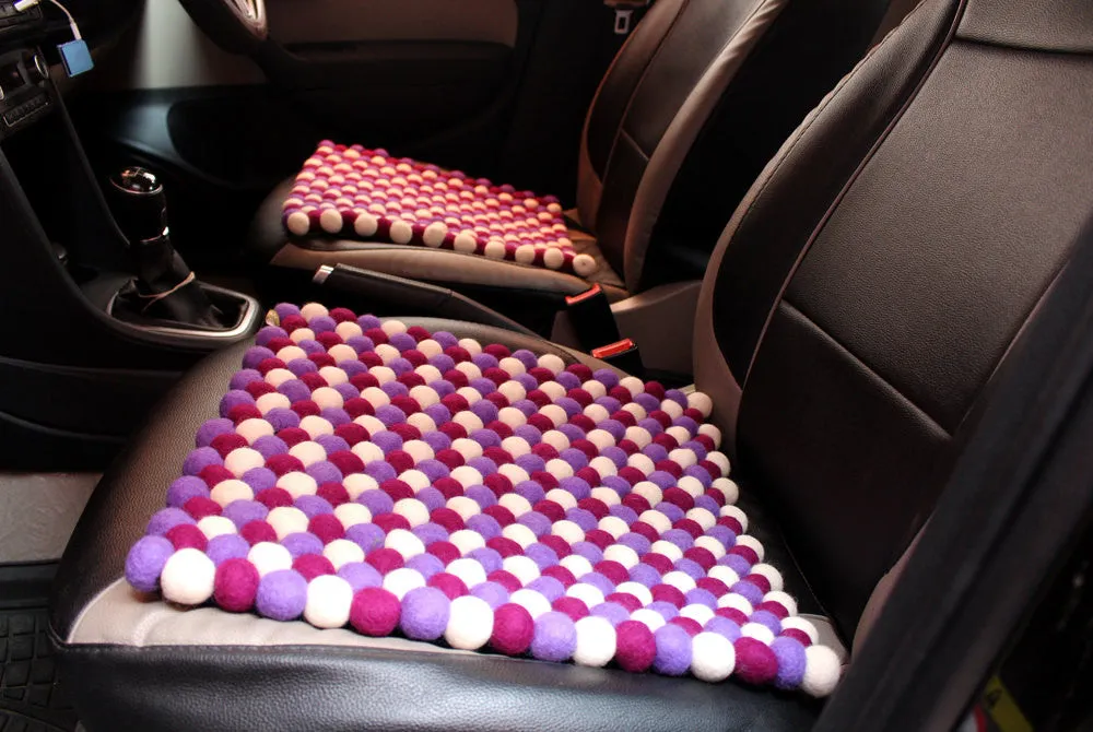 Purple Felt Balls Square Yoga Meditation Mat