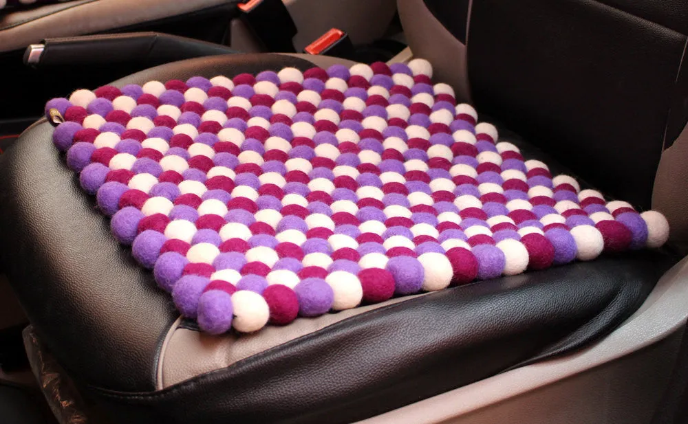 Purple Felt Balls Square Yoga Meditation Mat