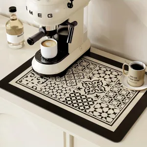 Quickdry Coffee Mat Modern Plaid Dish Drying Pad