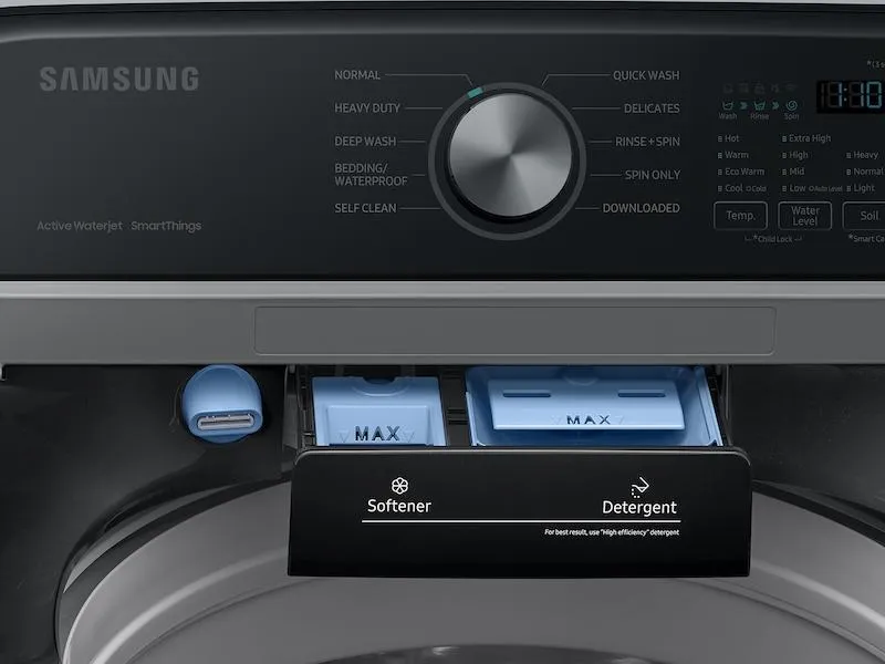 Samsung WA46CG3505AVA4 4.6 cu. ft. Large Capacity Smart Top Load Washer with ActiveWave™ Agitator and Active WaterJet in Brushed Black