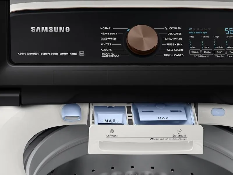 Samsung WA55A7300AE 5.5 cu. ft. Extra-Large Capacity Smart Top Load Washer with Super Speed Wash in Ivory