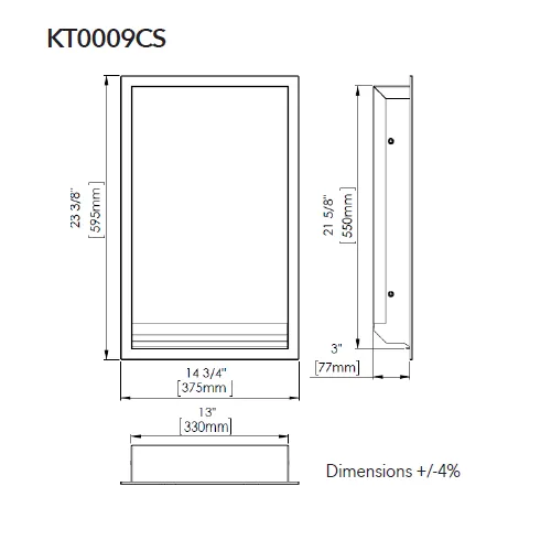 Saniflow® KT009CS Recessed Kit for the MACHFLOW® M09 Hand Dryer Series (HAND DRYER NOT INCLUDED)