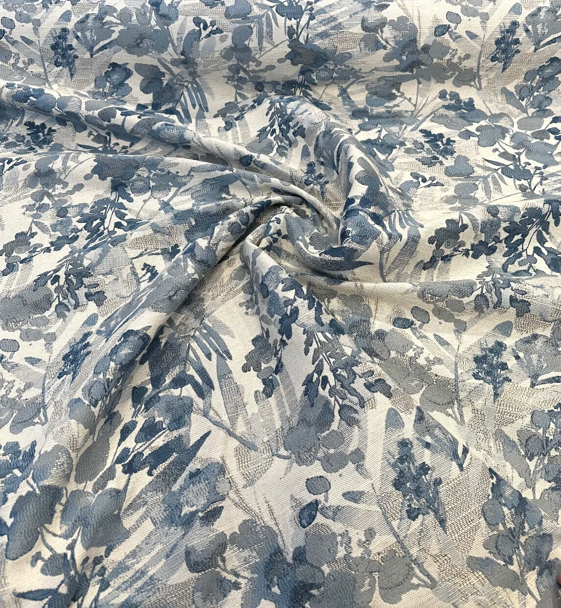 Tacino Blue Lake Leaves Branches Drapery Swavelle Upholstery Fabric By The Yard