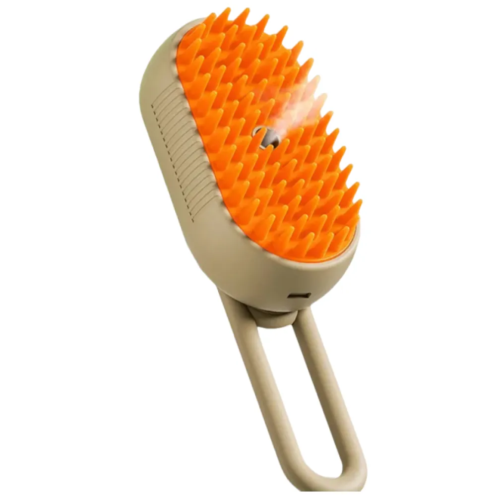 Talking Dog Club Three in One Pet Steam Grooming Brush for Dogs and Cats (Light Brown)