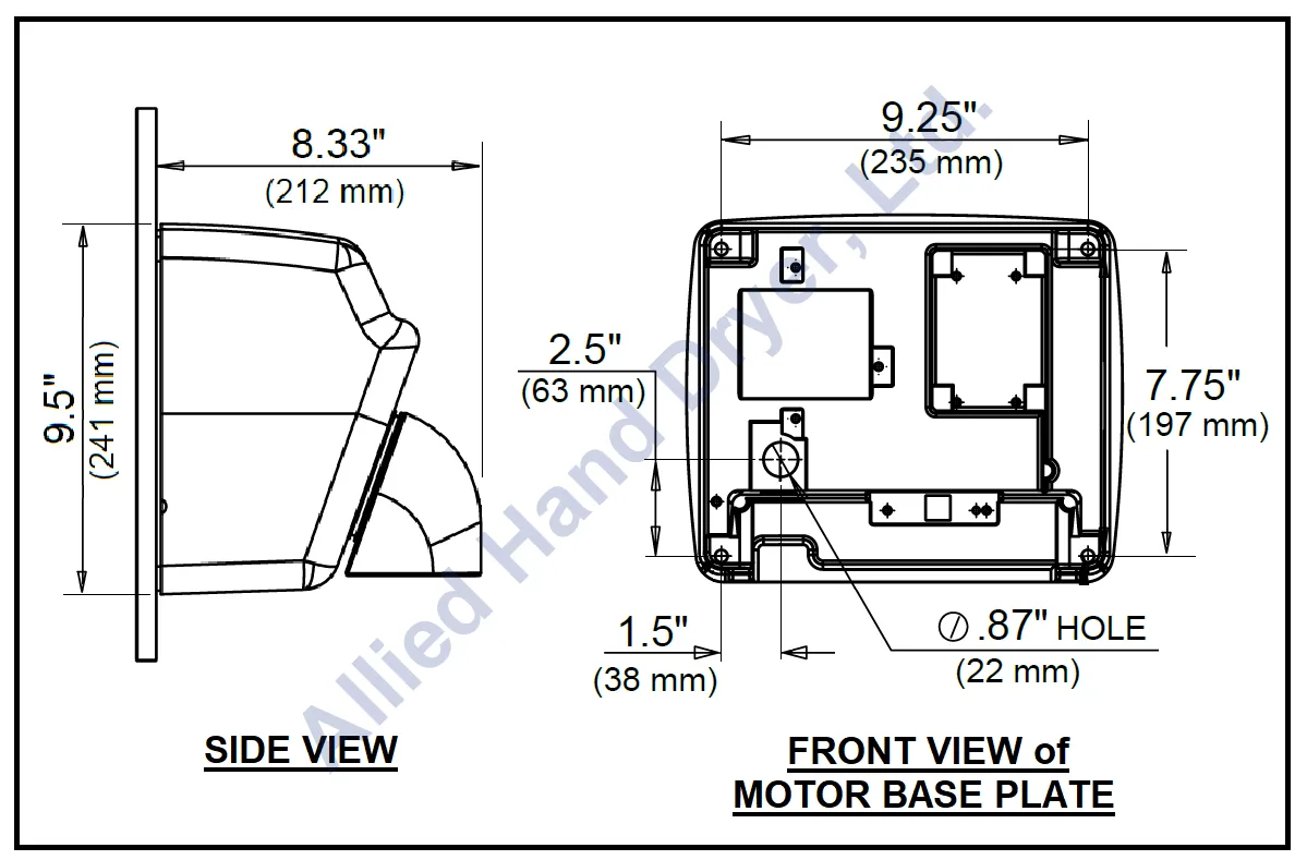 WORLD DRYER® A5-974 Model A Series Hand Dryer - Cast-Iron White Porcelain Push Button Surface-Mounted