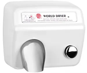 WORLD DRYER® A52-974 Model A Series Hand Dryer - Cast-Iron White Finish Push Button Surface-Mounted (115V - 15 Amp)