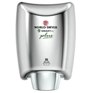 WORLD DRYER® K48-972P SMARTdri® Plus Hand Dryer - Polished (Bright) Stainless Steel (50 Hz ONLY - NOT for use in North America)