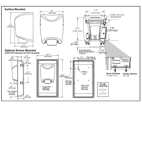 WORLD DRYER® K48-972P SMARTdri® Plus Hand Dryer - Polished (Bright) Stainless Steel (50 Hz ONLY - NOT for use in North America)